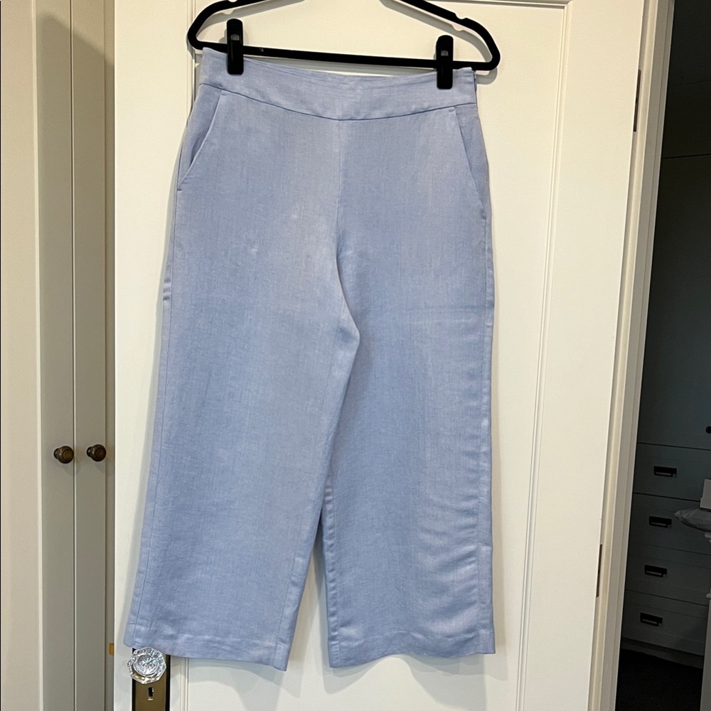 LOFT Light Blue Cropped Wide-Leg Pants